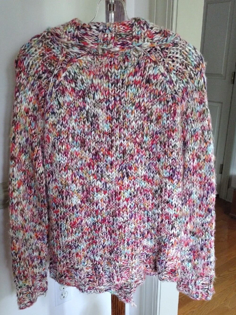 Chico's Multicolor Marled Button Cardigan - Pink, Cream, Blue, Orange